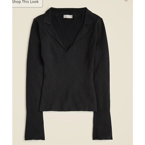 NWT J. Crew Fitted Pullover Sweater In TENCEL™ Lyocell Blend Black M *Flaw - Picture 4 of 10